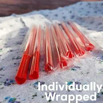 200pcs Heart-Shaped Red Straws for Events and Parties