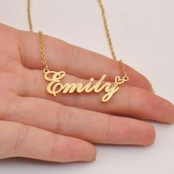 Aoloshow Courtney Name Necklace Heart Charm Pendant 18k Gold Plated Stainless Steel Jewelry for Womens Graduation