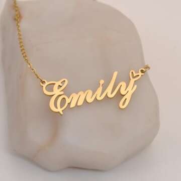 Aoloshow Courtney Name Necklace Heart Charm Pendant 18k Gold Plated Stainless Steel Jewelry for Womens Graduation