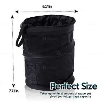ZONETECH Universal Traveling Portable Car Trash Can - Black Collapsible Pop-up Leak Proof Trash Can- for Garbage to Organize Car, Waste Basket Bin, Rubbish Bucket (1 Pack)