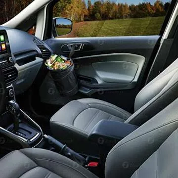 ZONETECH Universal Traveling Portable Car Trash Can - Black Collapsible Pop-up Leak Proof Trash Can- for Garbage to Organize Car, Waste Basket Bin, Rubbish Bucket (1 Pack)