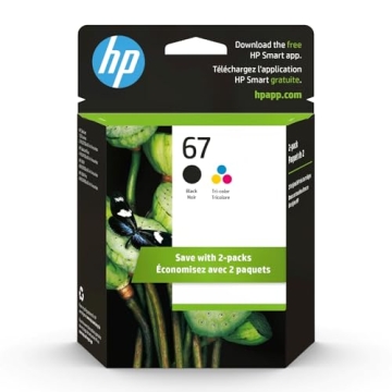 HP 67 Black/Tri-color Ink Cartridges (2 Pack) | Compatible with HP Printers