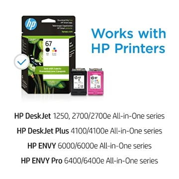 HP 67 Ink Cartridges 2 Pack for DeskJet and ENVY Printers