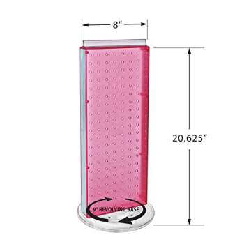 Azar 700508-PNK 8-Inch W by 20-Inch H Revolving Pink Pegboard Counter Unit, Pink
