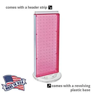 Azar 700508-PNK 8-Inch W by 20-Inch H Revolving Pink Pegboard Counter Unit, Pink
