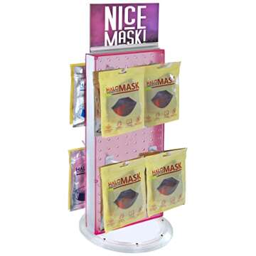 Azar 700508-PNK 8-Inch W by 20-Inch H Revolving Pink Pegboard Counter Unit, Pink