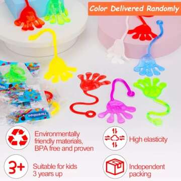 40Pcs Sticky Hands for Kids Party Favor Easter Egg Filler Basket Goodie Bag Stuffer Stretchy Treasur...