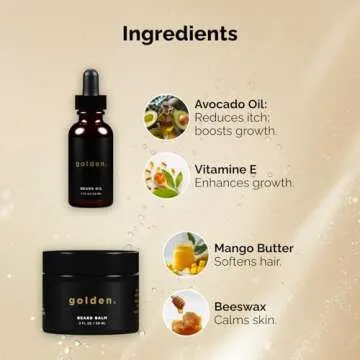 Golden Grooming Co. Beard Oil & Beard Balm Bundle for Men - Natural & Organic Beard Growth Kit - Tame, Style, Soften, and Moisturize Beard & Mustache - Infused with Shea Butter - 2 Piece Set