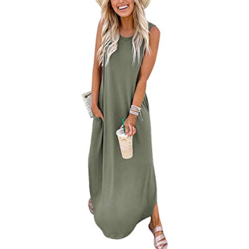 ANRABESS Casual Loose Sundress Sleeveless Split Maxi Dress - Travel Ready!