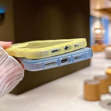 SKYLMW Compatible with iPhone 15 Pro Max Case 2023 6.7 ", Cute Kawaii Curly Wave Frame Shape Soft Silicone Shockproof Protective Phone Cover for Women Girls, Clear/Black