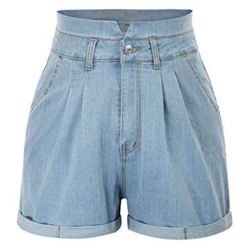 JASAMBAC Women's High Waisted Stretchy Denim Shorts