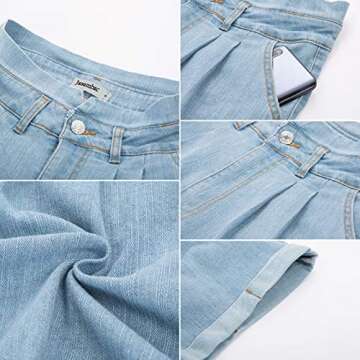 JASAMBAC Women's High Waisted Stretchy Denim Shorts