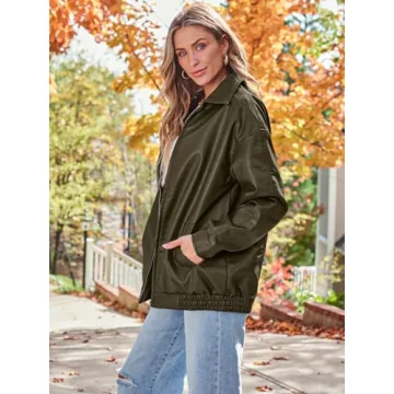 AUTOMET Womens Oversized Faux Leather Jacket for Fall Fashion