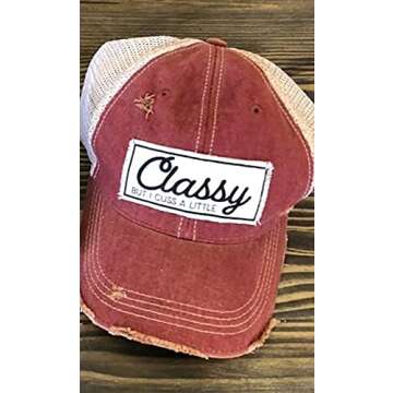 VINTAGE LIFE Baseball Cap for Women Funny Trucker Hat Cute Distressed Ball Caps (Classy, But I Cuss a Little)