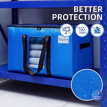 TAILI Extra Large Moving Bags, 4 Pack Blue Heavy Duty Totes For Storage with Visible Window, Wrap Around Handles, Storage Bags for Space Saving, Alternative to Moving Boxes