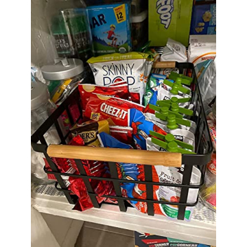 Black Farmhouse Baskets Wooden Handles Pantry Organizer