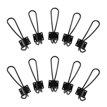 OUSHINAN Rustic Entryway Hooks | 10 Pack of Black Wall Mounted Vintage Double Coat Hangers with Larg...