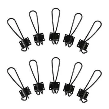 OUSHINAN Rustic Entryway Hooks | 10 Pack of Black Wall Mounted Vintage Double Coat Hangers with Larg...