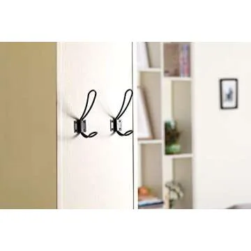 OUSHINAN Rustic Entryway Hooks | 10 Pack of Black Wall Mounted Vintage Double Coat Hangers with Large Metal Screws Included