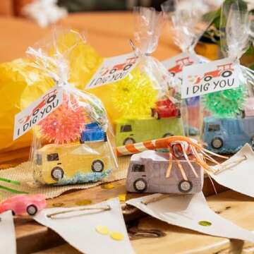 Isle of Whimsy | 14 Dump Truck Sidewalk Chalk | Construction Birthday Party Supplies | Party Favors & Goodie Bags - Birthdays, Valentines, Easter Baskets | Toddler Toys | Individually Wrapped | Gift