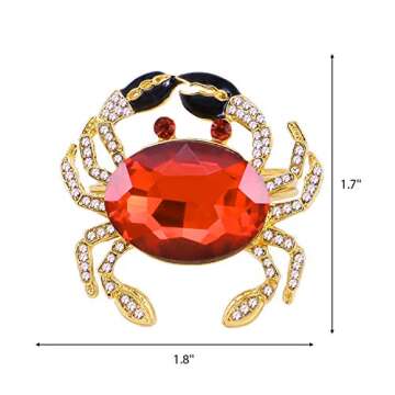 QTKJ Alloy Home Big Crystal Crab Napkin Rings Set of 6 for Weddings, Parties, Dinners, Christmas, Ho...