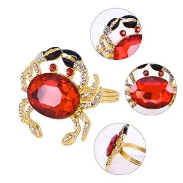 QTKJ Gold Napkin Rings Set of 6 for Weddings & Parties