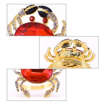 QTKJ Gold Napkin Rings Set of 6 for Weddings & Parties