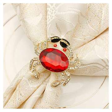 QTKJ Gold Napkin Rings Set of 6 for Weddings & Parties