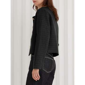 Stylish LifeShe Tweed Cropped Blazer for Women