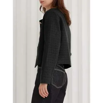 Stylish LifeShe Tweed Cropped Blazer for Women