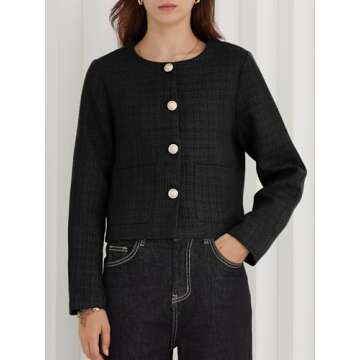 Stylish LifeShe Tweed Cropped Blazer for Women