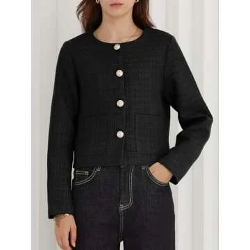 Stylish LifeShe Tweed Cropped Blazer for Women