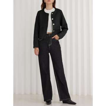 Stylish LifeShe Tweed Cropped Blazer for Women