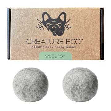 Creature ECO 100% Organic Wool Dog Balls 2-Pack - All Natural Large Dog Ball- Eco Friendly Wool Dog ...