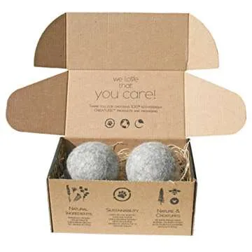 Creature ECO 100% Organic Wool Dog Balls 2-Pack - All Natural Large Dog Ball- Eco Friendly Wool Dog Toy - Safe for Your Pet & The Planet