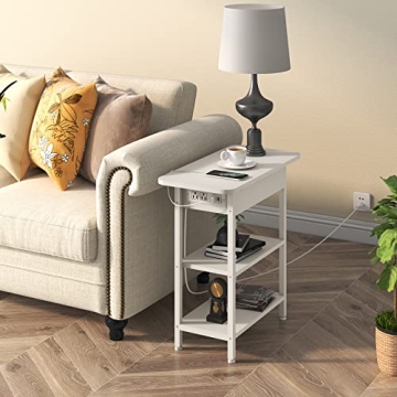 LIDYUK End Table with USB and Outlets for Small Spaces