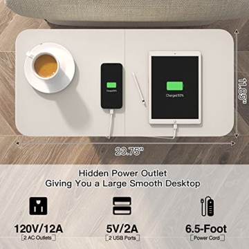 LIDYUK End Table with USB and Outlets for Small Spaces