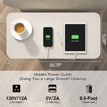 LIDYUK End Table with USB and Outlets for Small Spaces