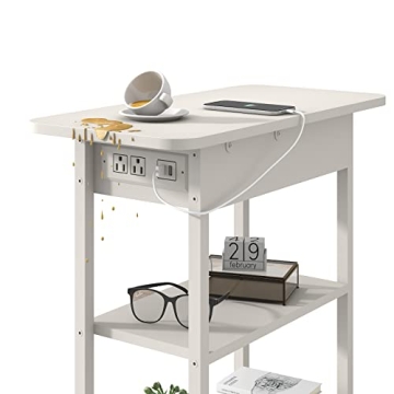 LIDYUK End Table with USB and Outlets for Small Spaces