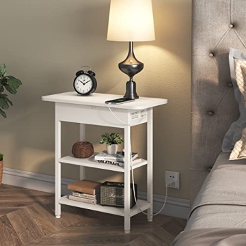 LIDYUK End Table with USB and Outlets for Small Spaces