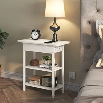 LIDYUK End Table with USB and Outlets for Small Spaces