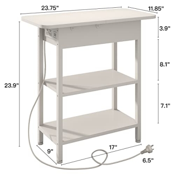 LIDYUK End Table with USB and Outlets for Small Spaces