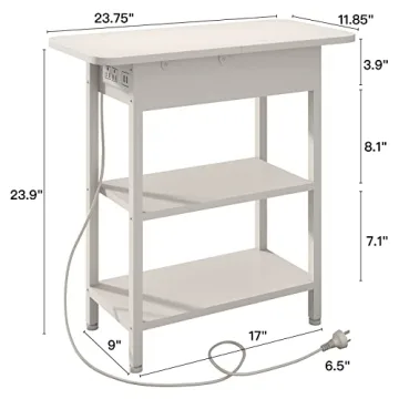 LIDYUK End Table with USB and Outlets for Small Spaces