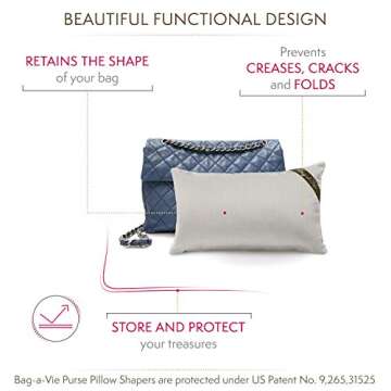 Bag-a-Vie Handbag Purse Shaper Pillow - Luxury 14x7.5 Herringbone