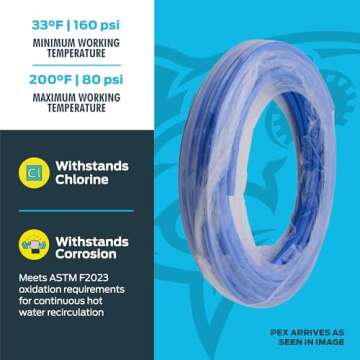 SharkBite 1/2 Inch x 100 Feet Blue PEX-B, PEX Pipe Flexible Water Tubing for Plumbing, U806B100