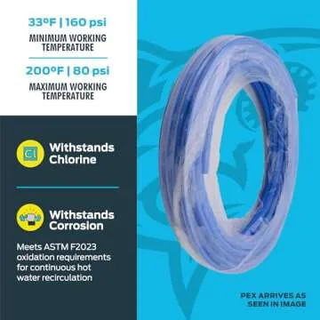 SharkBite 1/2 Inch x 100 Feet Blue PEX-B, PEX Pipe Flexible Water Tubing for Plumbing, U806B100