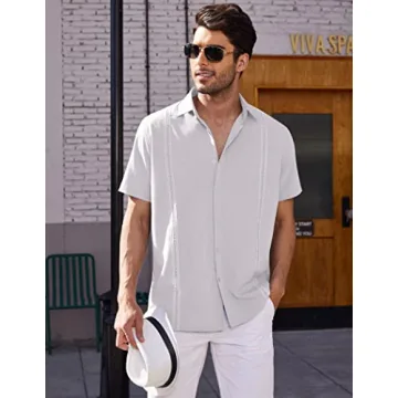 COOFANDY Men's Short Sleeve Cuban Shirt for Summer Style