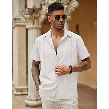 COOFANDY Men's Short Sleeve Cuban Shirt for Summer Style