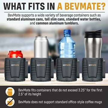 BevMate 2.0 Magnetic Cup Holder for Cans, Travel Mugs, Bottles, and Tumblers