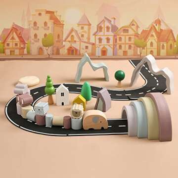 let's make Wooden Toys Arch Animal Stacking Blocks | Montessori Toys Building Blocks for Toddlers Age 3 4 Years Old | Open Ended Preschool Activity Educational Balancing Toy 21PCS Gift Set for Kids